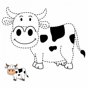 Раскраска корова для детей 3 4 лет #7 #93376