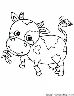 Раскраска корова для детей 3 4 лет #20 #93389