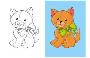 Раскраска котенок для детей 5 6 лет #32 #94564