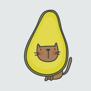 Раскраска котик авокадо #8 #94776