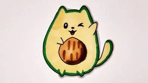Раскраска котик авокадо #25 #94793