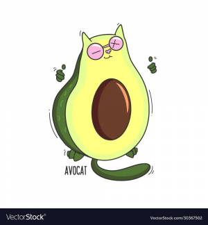 Раскраска котик авокадо #30 #94798