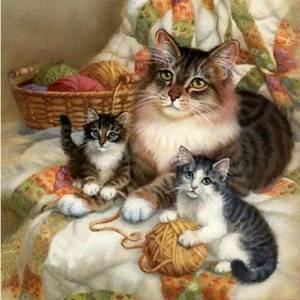Раскраска кошка с котятами #10 #96173