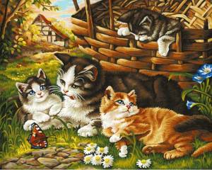 Раскраска кошка с котятами #27 #96190