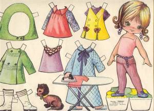 Раскраска кукла бумажная с одеждой для вырезания #7 #98522