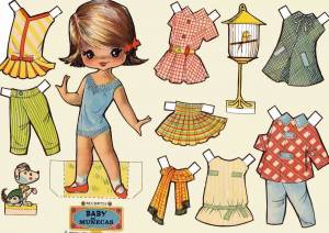 Раскраска кукла бумажная с одеждой для вырезания #35 #98550
