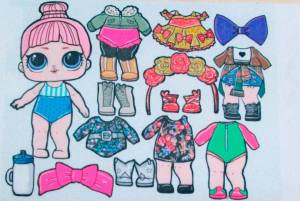 Раскраска кукла лол с одеждой для вырезания бумажная #12 #99202