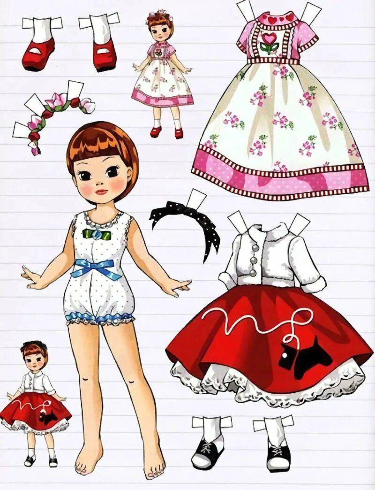 Кукла бумажная с одеждой для вырезания #3