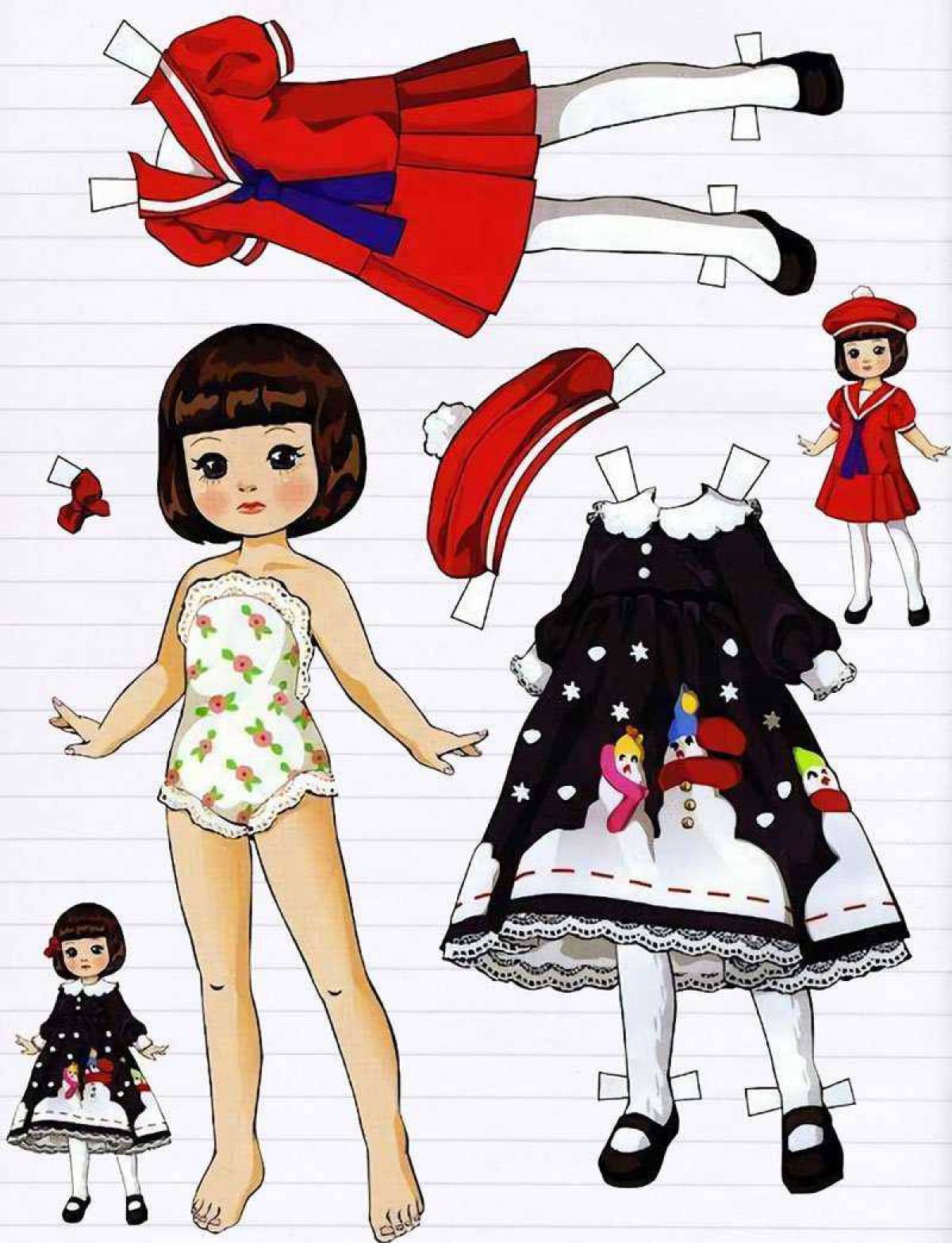 Кукла бумажная с одеждой для вырезания #11