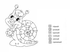 Раскраска математические 1 класс с примерами в пределах 10 #14 #108987