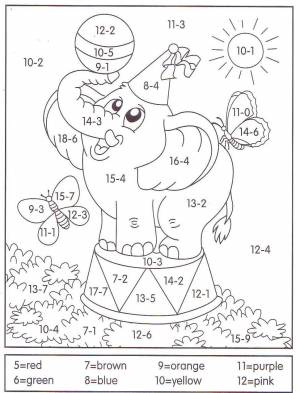 Раскраска математические 1 класс с примерами в пределах 10 #28 #109001