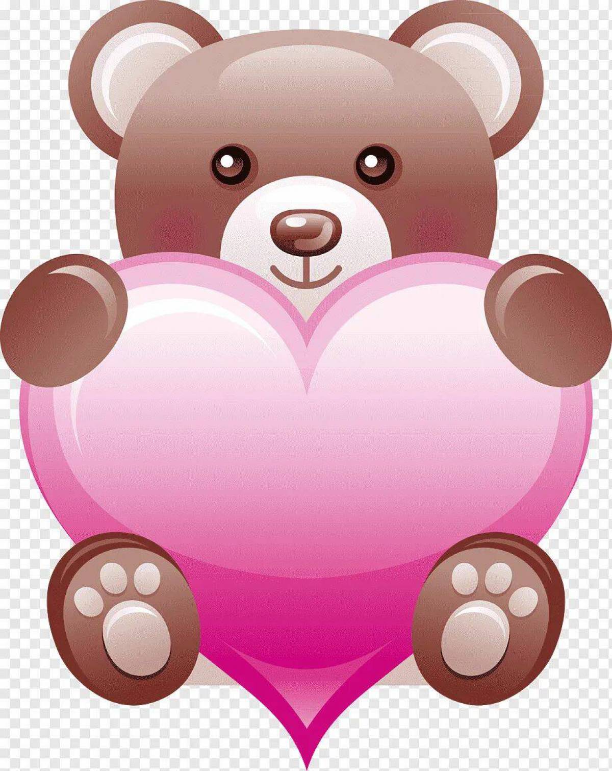раскраска Медвежонок с сердцем на День святого Валентина