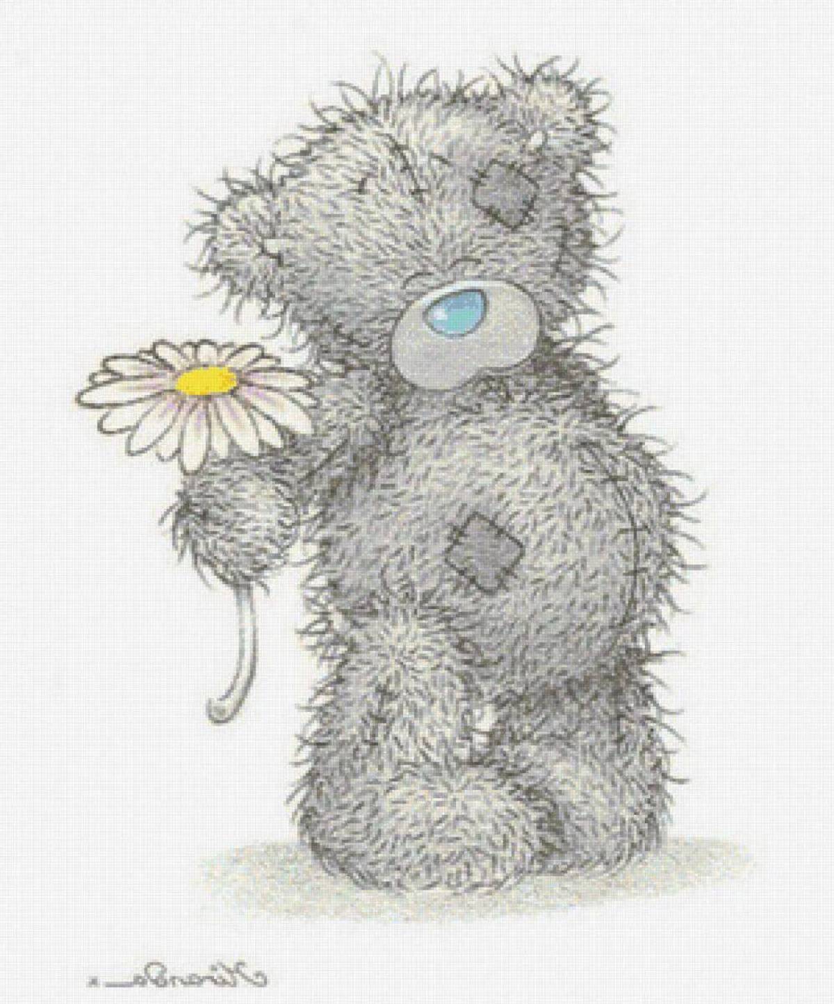 Тедди 8. Медвежонок Tatty Teddy. Мишка Тедди рисунок. Мишка Тедди с цветочком. Мишка Тедди с ромашкой.