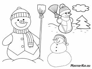 Раскраска снеговик для детей 3 4 лет #4 #9386