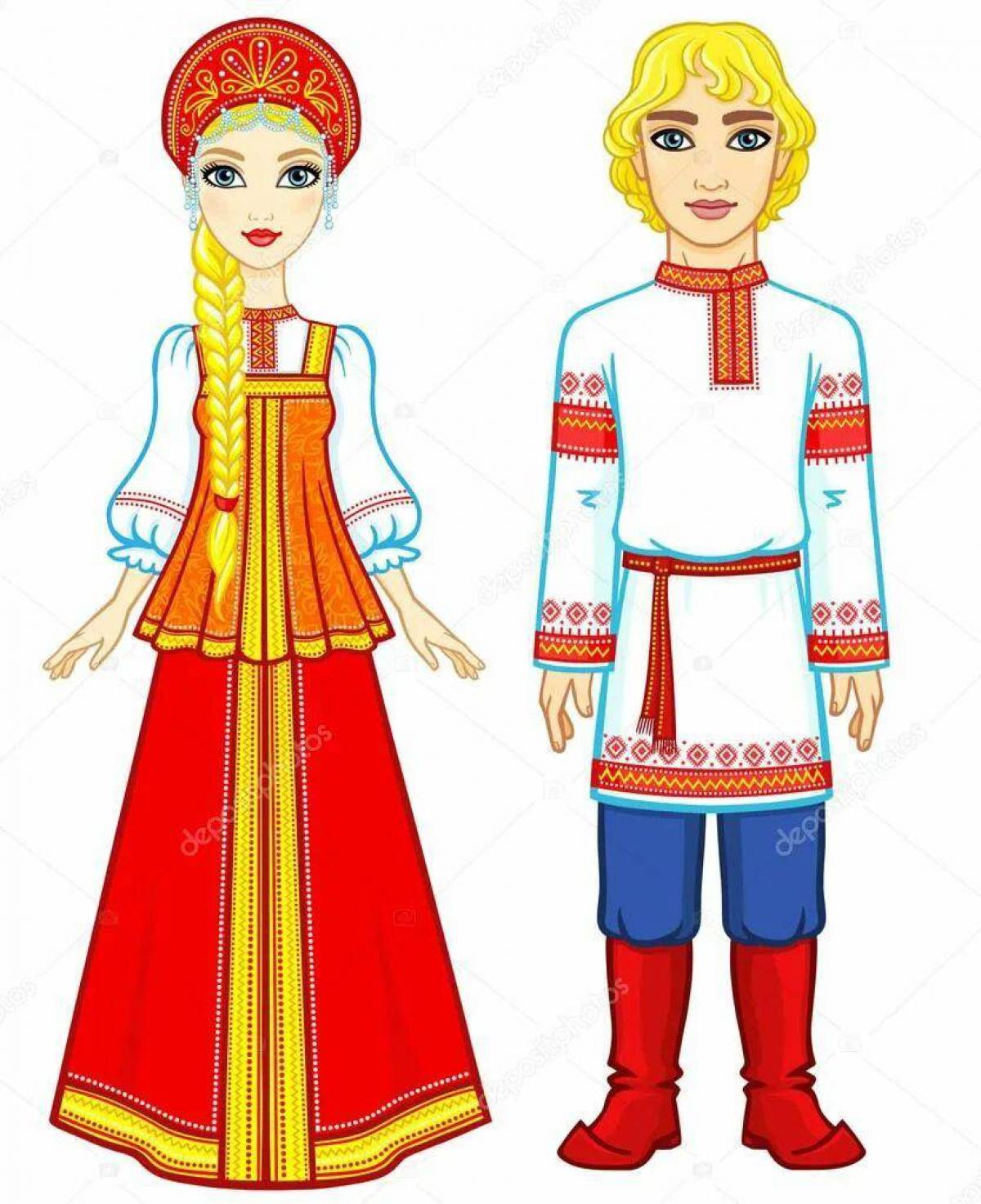 Мужской и женский русский народный костюм #23