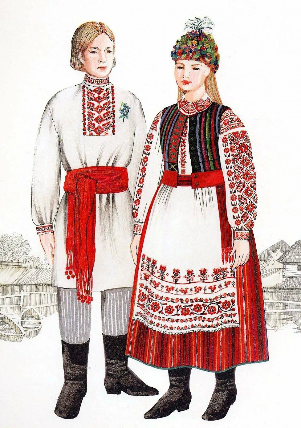 Мужской и женский русский народный костюм #27
