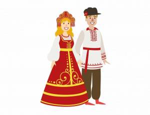Раскраска мужской и женский русский народный костюм #5 #116236