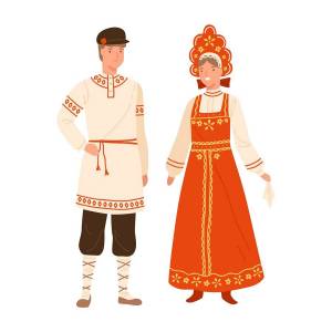 Раскраска мужской и женский русский народный костюм #12 #116243