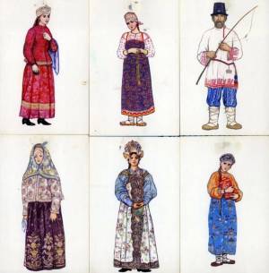 Раскраска мужской и женский русский народный костюм #24 #116255