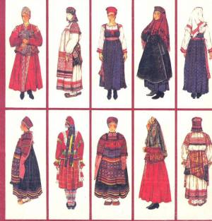 Раскраска мужской и женский русский народный костюм #30 #116261
