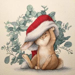Раскраска новогодний кролик #3 #120216