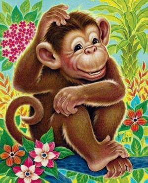 Раскраска обезьяна для детей #17 #121934