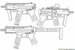 Раскраска пистолеты и автоматы для детей #12 #127730