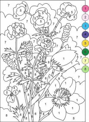 Раскраска по цветам для детей 5 7 лет #10 #131307