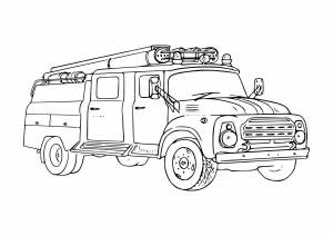 Раскраска пожарная машина для детей 5 6 лет #15 #132271