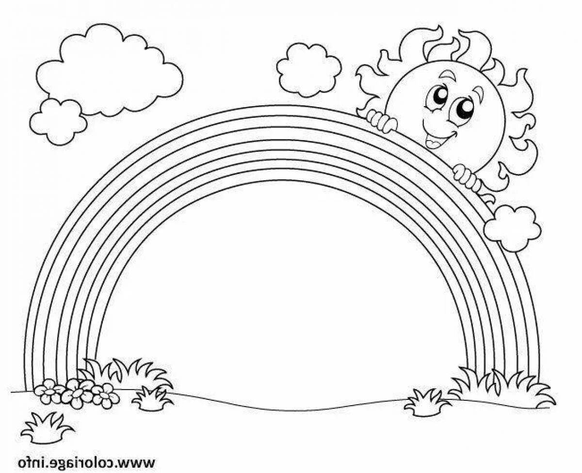 Картинка радуга для детей на прозрачном фоне для раскрашивания