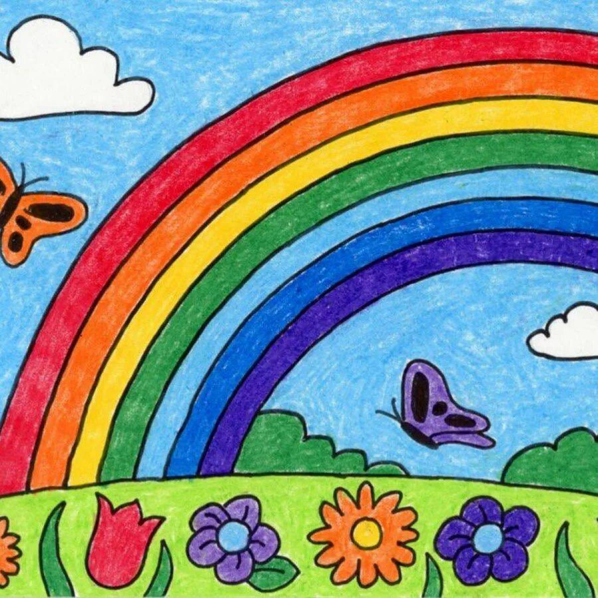 Покажи картинки рисунков. Рисование Радуга. Радуга рисунок. Радуга красками для детей. Нарисовать радугу.