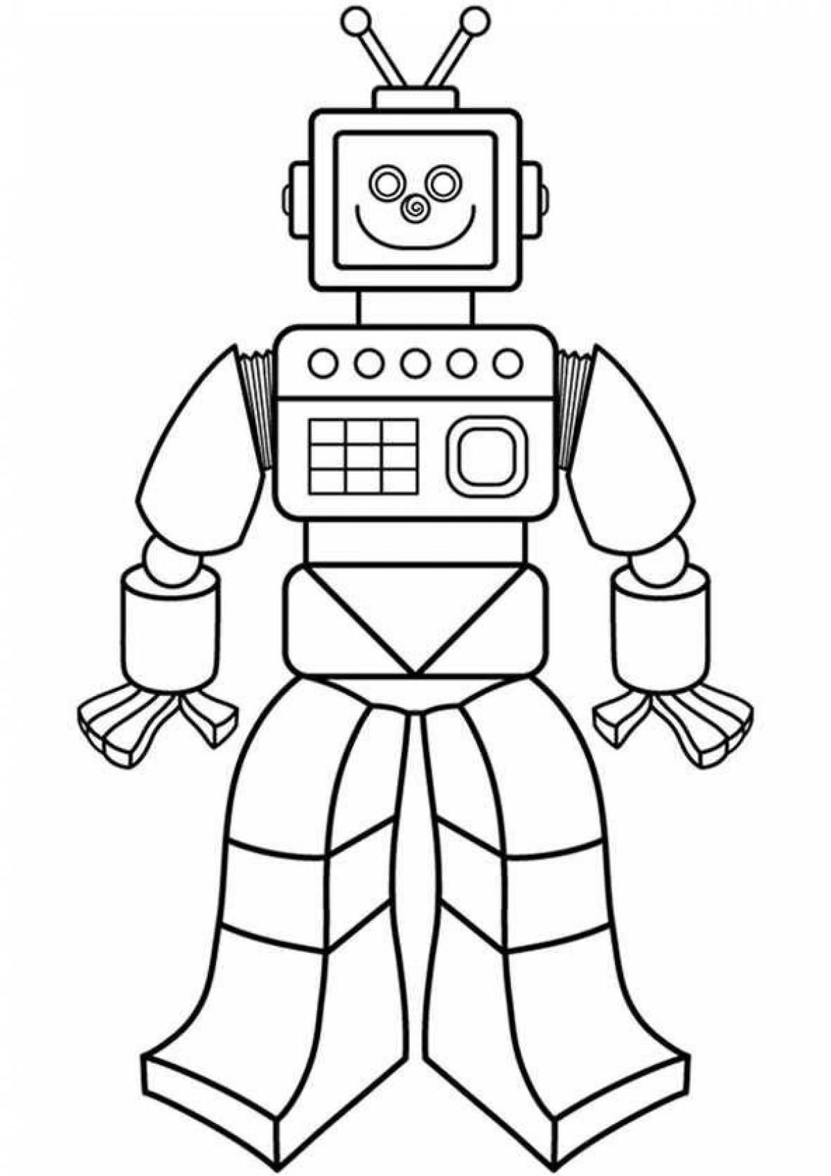 Робот картинка для детей черно белая