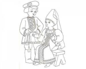 Раскраска русский народный костюм для детей #23 #144307