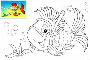 Раскраска рыбка для детей 4 5 лет #14 #144461