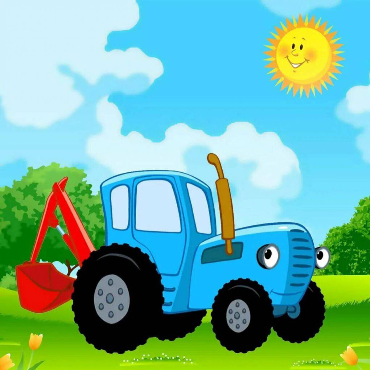 синий трактор картинки круглые