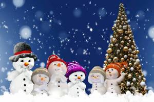 Раскраска снеговики новогодние #4 #152752
