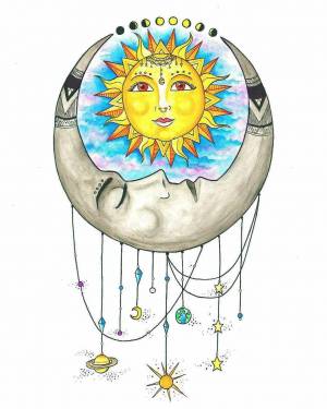 Раскраска солнце и луна #16 #154696