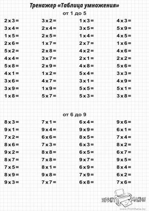 Раскраска таблица умножения на 2 и 3 тренажер для 2 класса #39 #159287