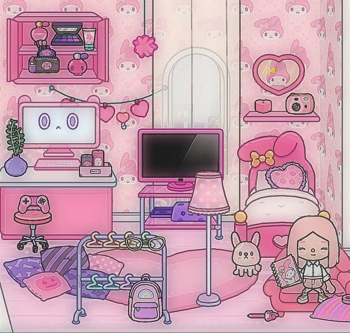 Как сделать красивую комнату в боку боку. Тока бока комната для девочки. Тока бока розовая комната. Комната в розовом цвете мультяшная.