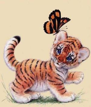 Раскраска тигренок для детей #17 #161679