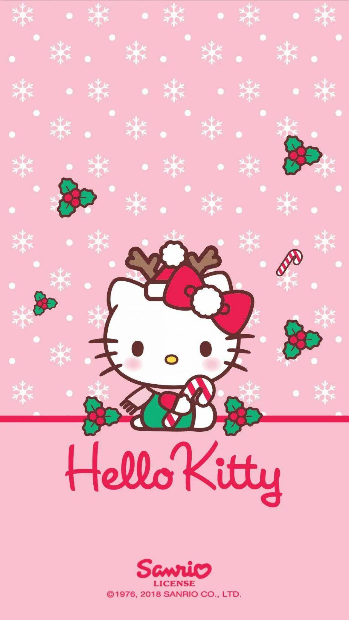 Hello kitty новый год. Новогодняя hello Kitty. Новогодние обои с Хеллоу Китти. Hello Новогодняя hello Kitty. Новогодние обои о Китти.