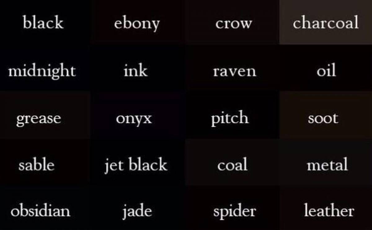 Оттенки черного цвета