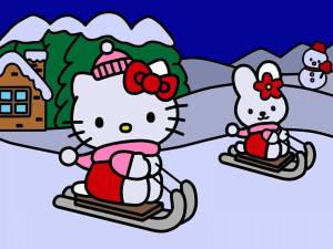 Раскраска hello kitty новогодняя #15 #189513