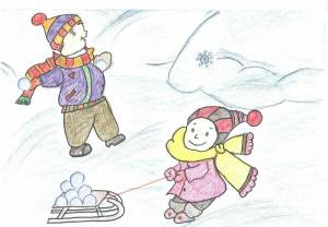 Раскраска зимние забавы для детей 3 4 лет #38 #17584