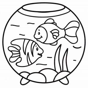 Раскраска аквариум для детей 3 4 лет с рыбками #1 #196513