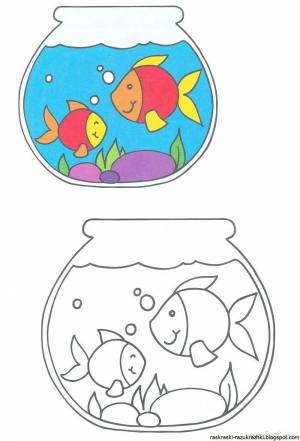 Раскраска аквариум для детей 3 4 лет с рыбками #3 #196515