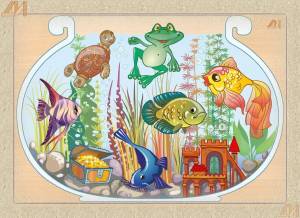 Раскраска аквариум для детей 3 4 лет с рыбками #10 #196522