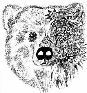Раскраска антистресс медведь #10 #205185