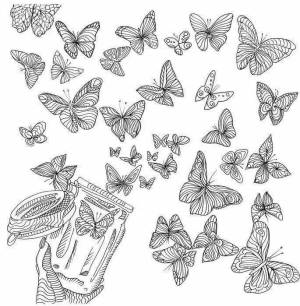 Раскраска бабочки много на одном листе #5 #209529
