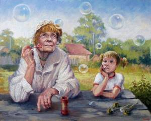 Раскраска бабушка и внучка #31 #209705